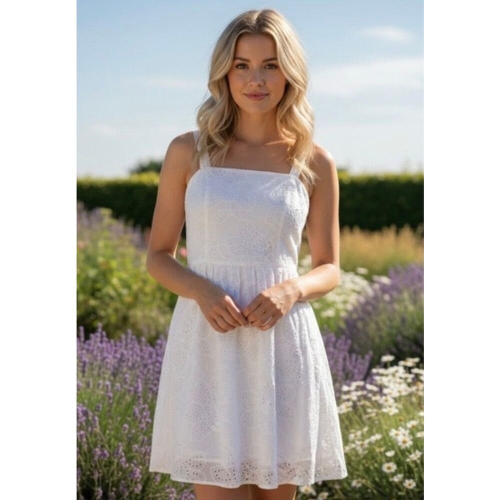 Calypso St. Bart Women's White Dress Size 6 Embroidered Design